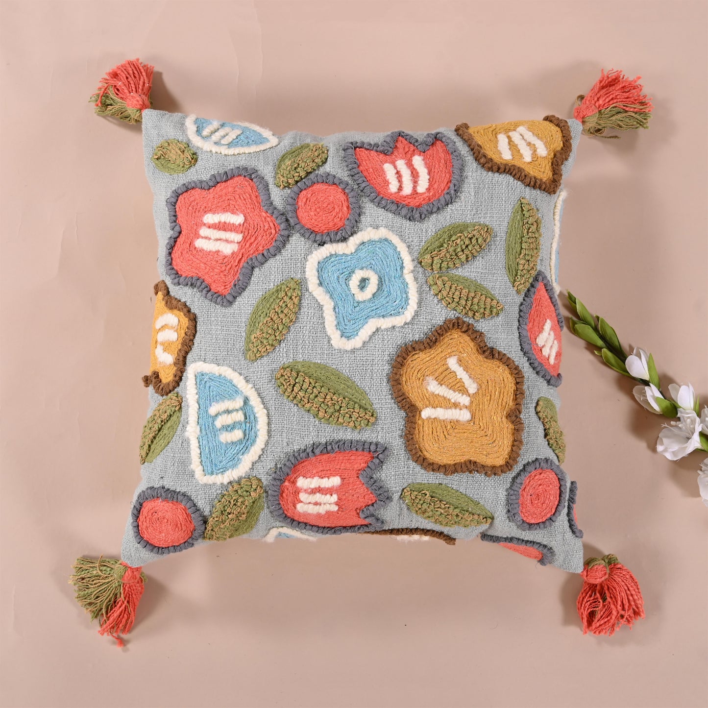 Water embroidered Cushion cover