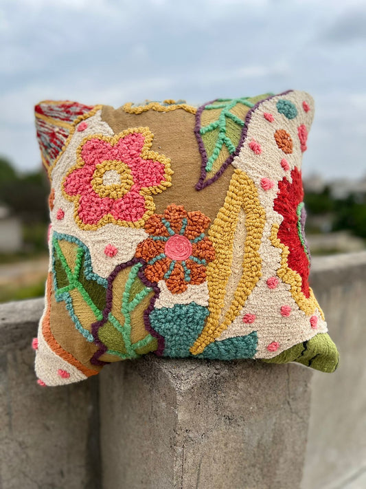 Flowral Embroidered Cushion cover