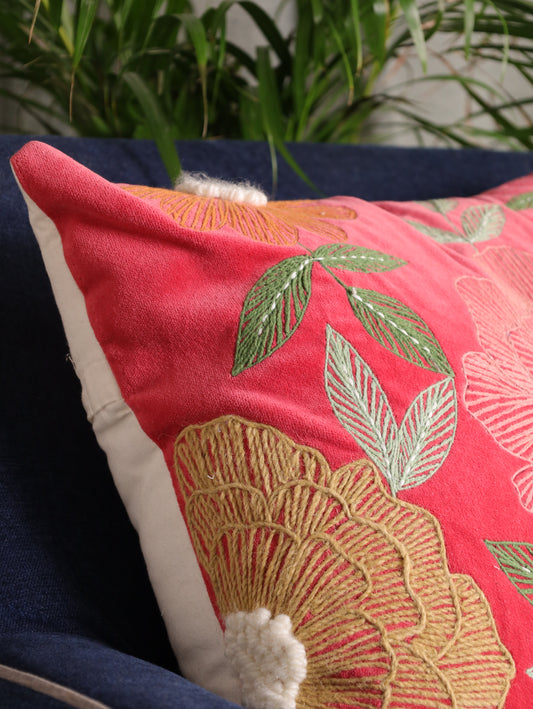 Rose Embroidered cushion cover