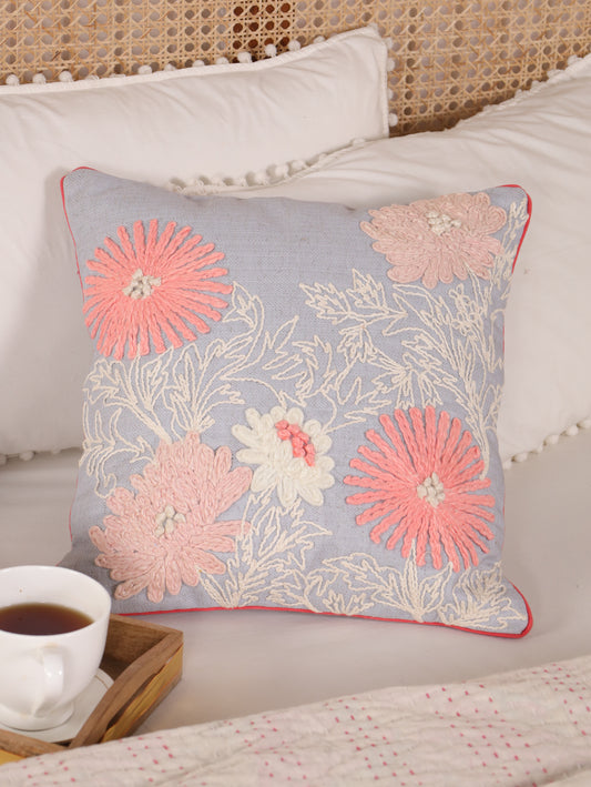 Big floral Embroidered Cushion cover