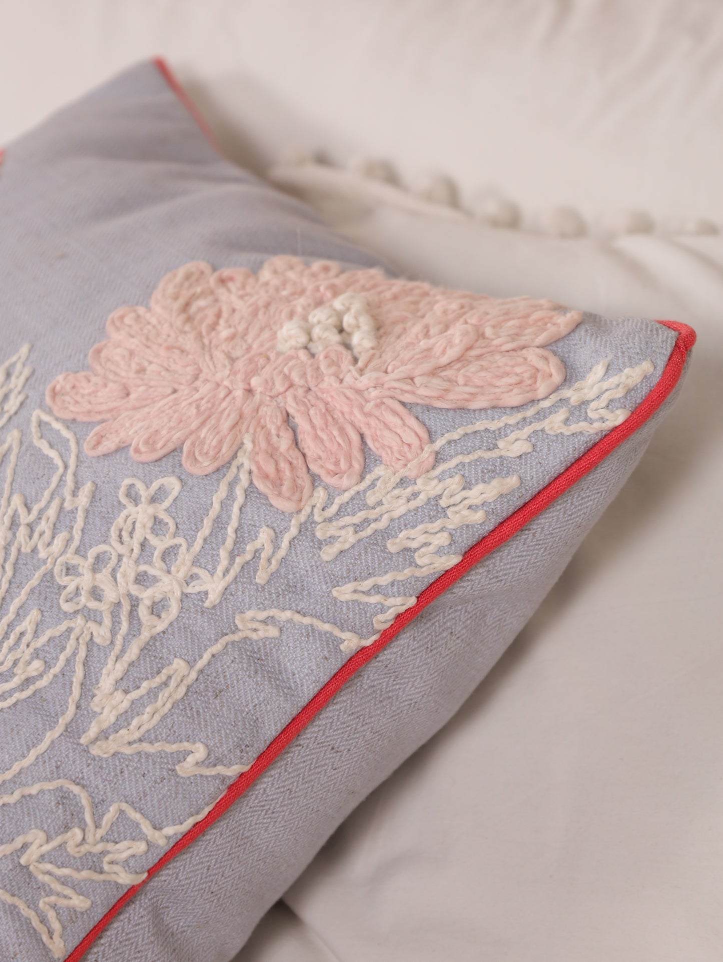 Big floral Embroidered Cushion cover