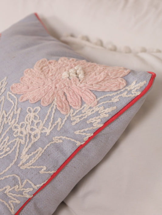 Big floral Embroidered Cushion cover