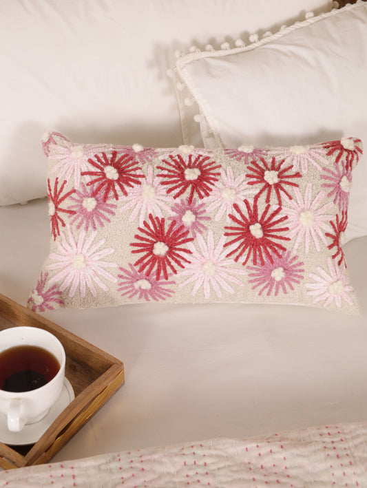 Red flower embordered cushion