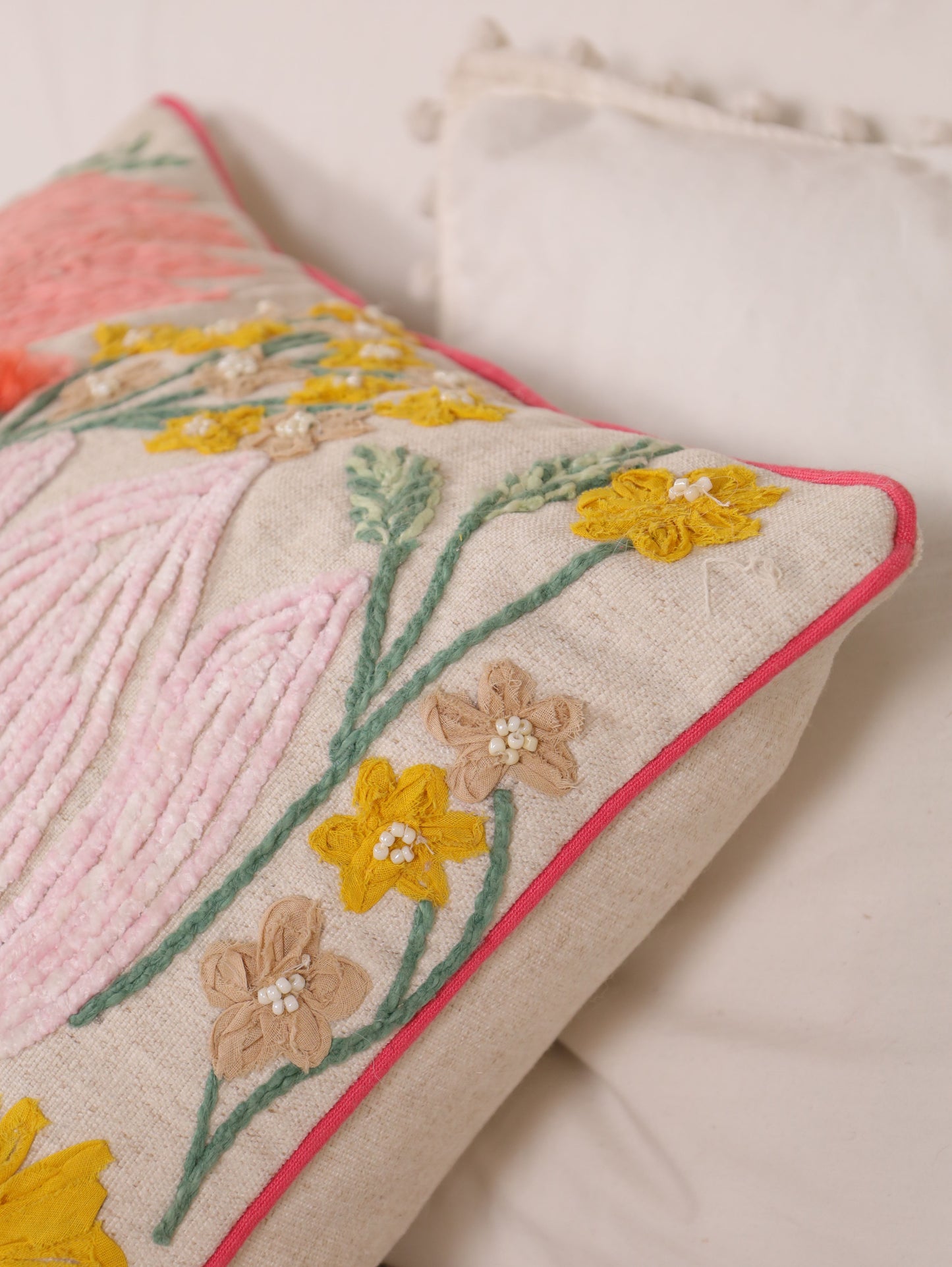 Lotus embroidered cushion cover
