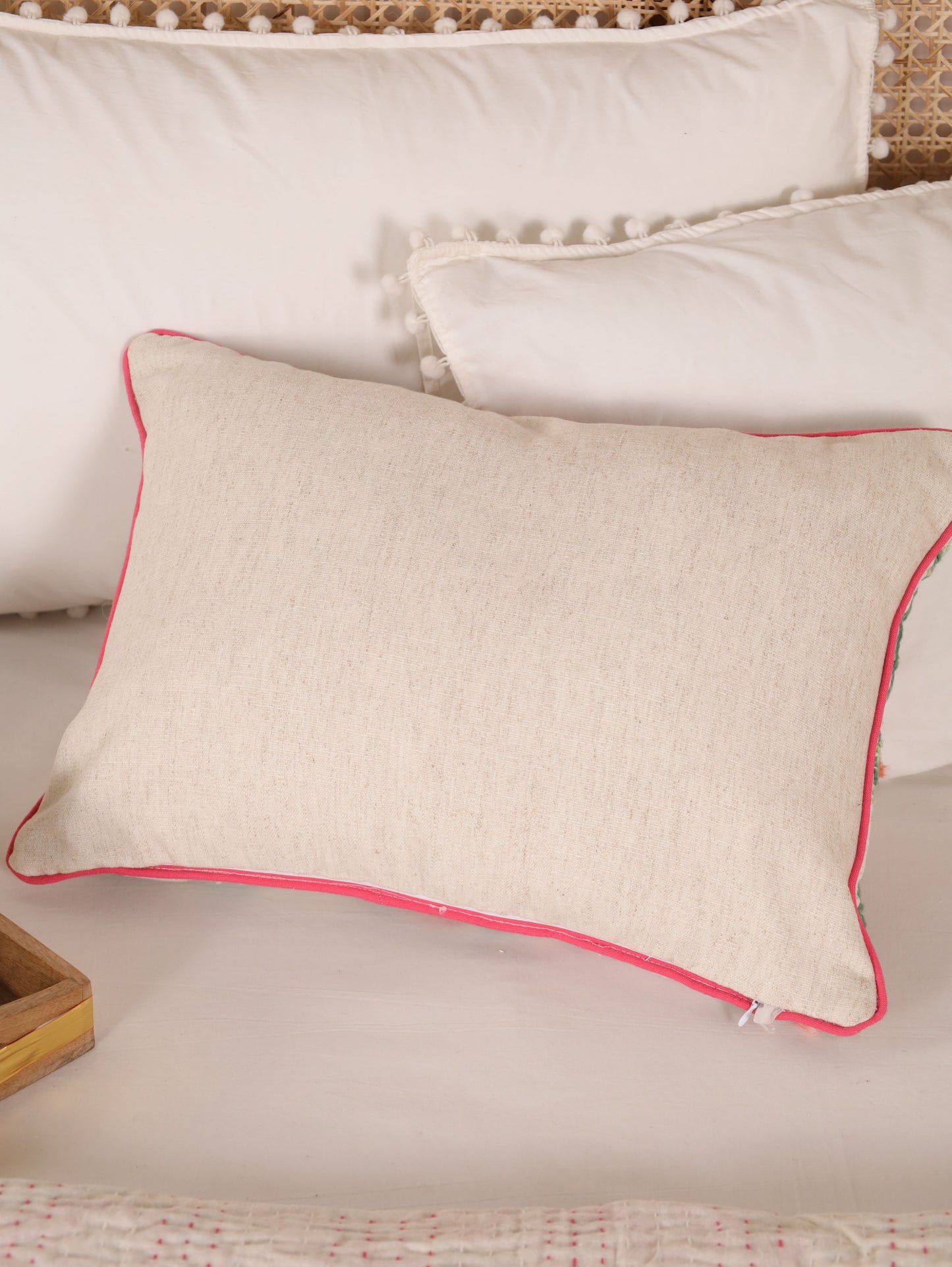 Lotus embroidered cushion cover