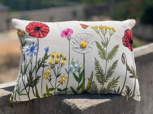 Spring embroidered cushion cover