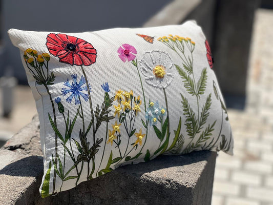Spring embroidered cushion cover