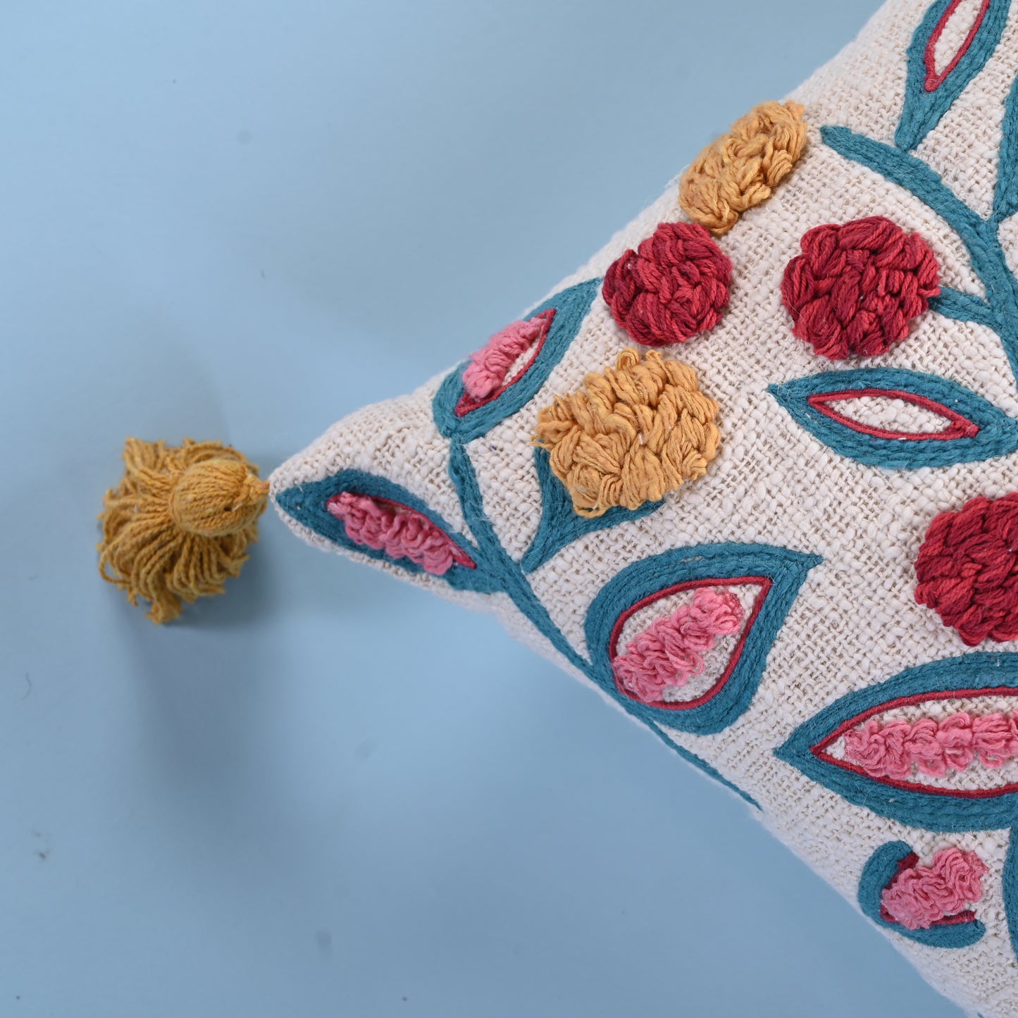 Floral Embroidered Cushion Cover