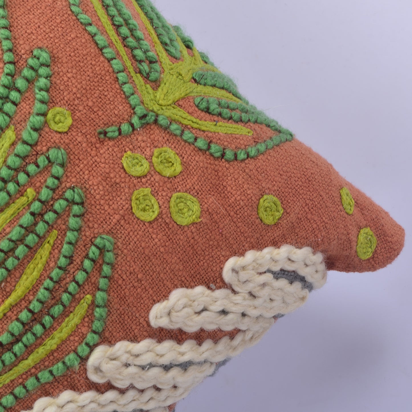 Leaf Embroidered Cushion Cover