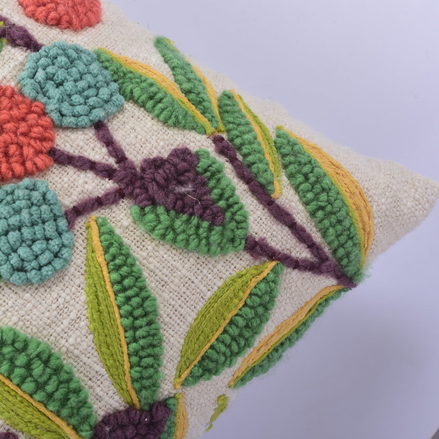 Leaflet Embroidered Cushion Cover