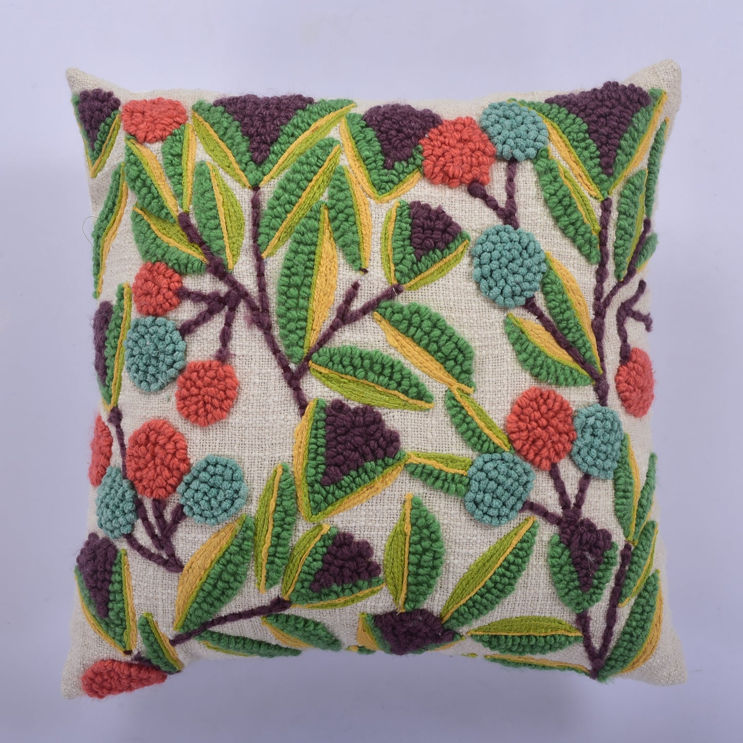 Leaflet Embroidered Cushion Cover