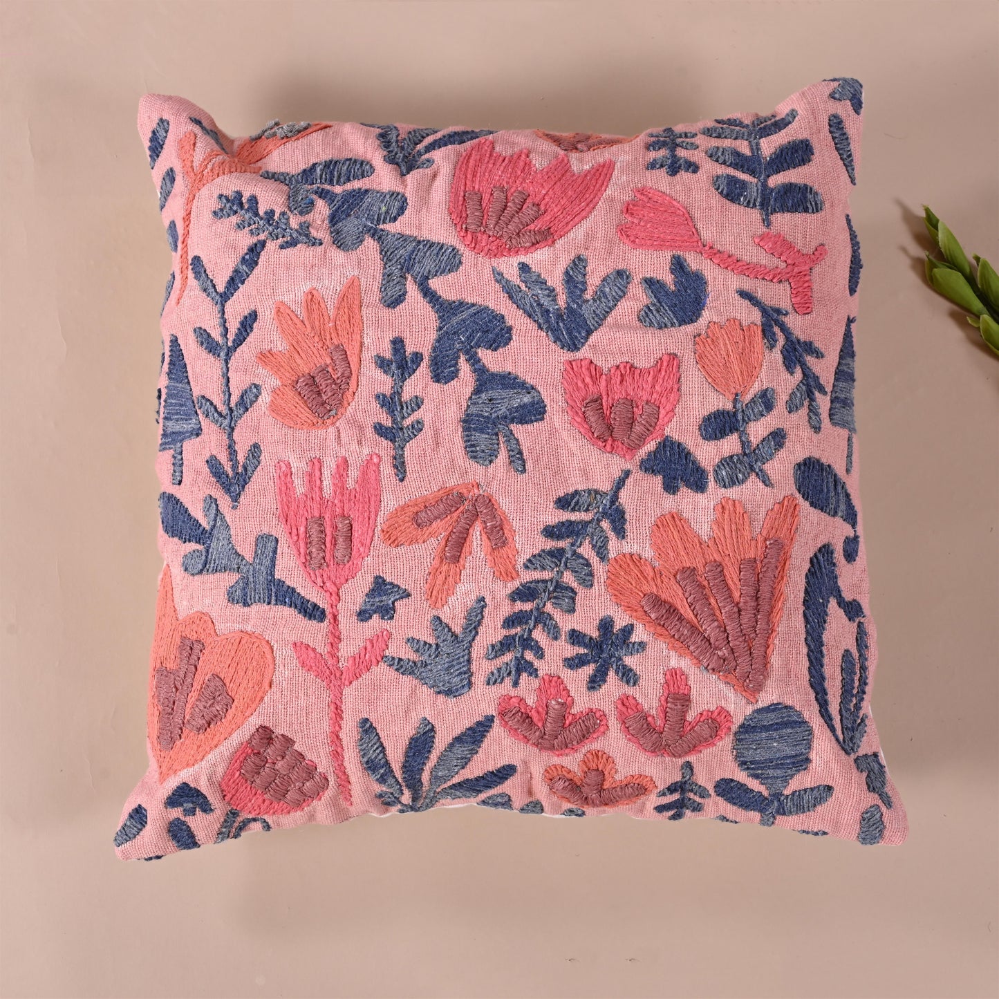 Leaves Embroidered Cushion cover