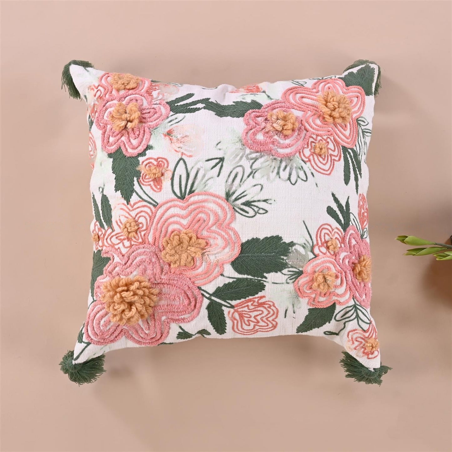 Flower Embroidered Cushion cover
