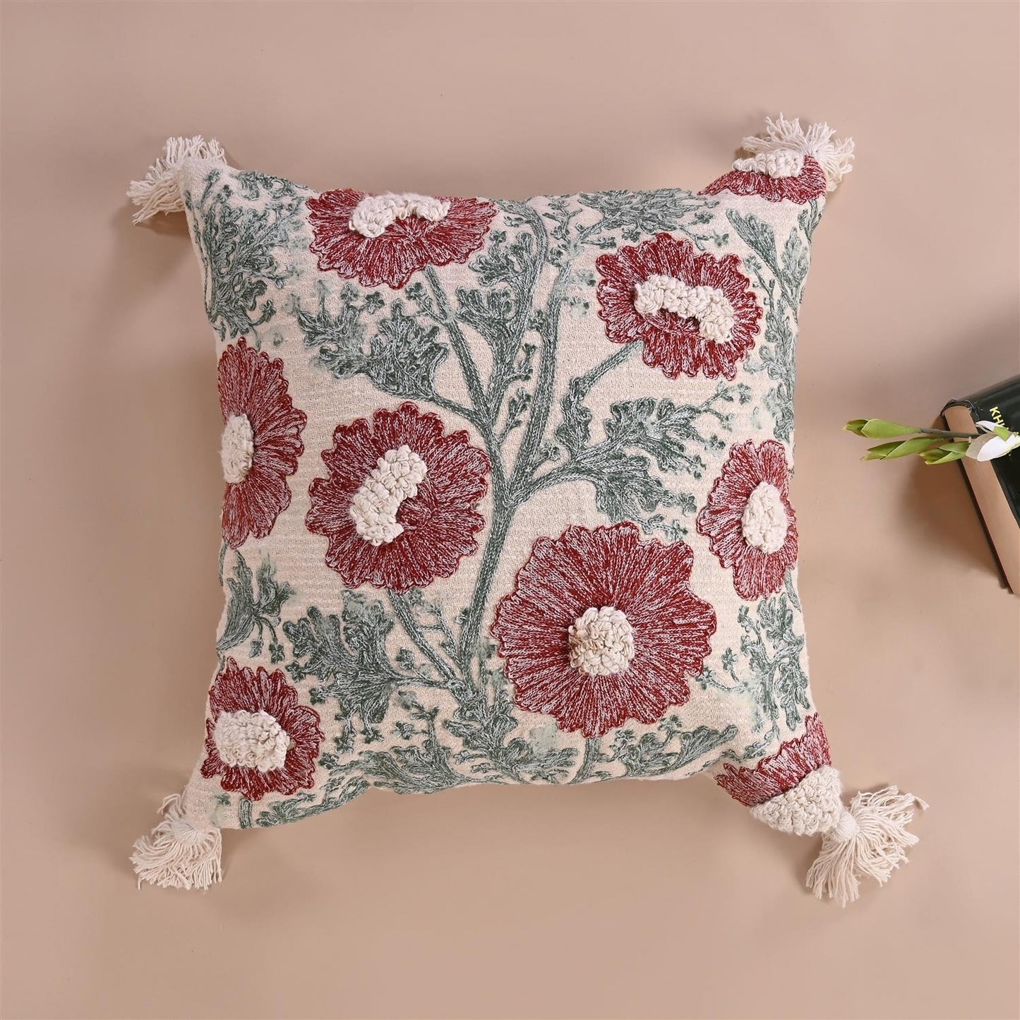 Spring Embroidered cushion cover