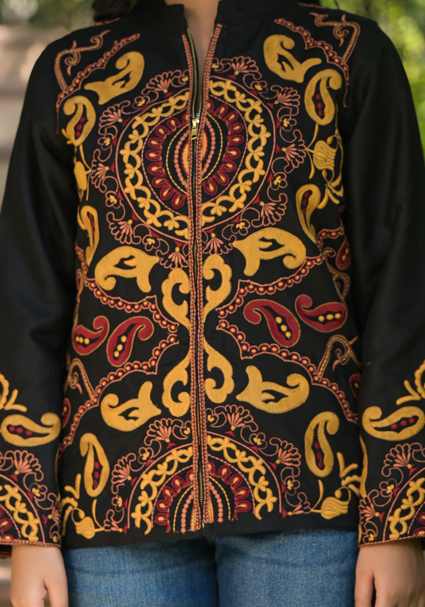 BLACK BOHO STYLE EMBROIDERED JACKET